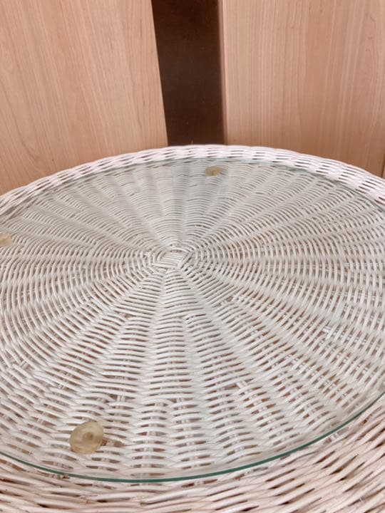 美品　籐　ホワイトラタン　希少　コーヒーテーブル　カフェインテリア　アンティーク