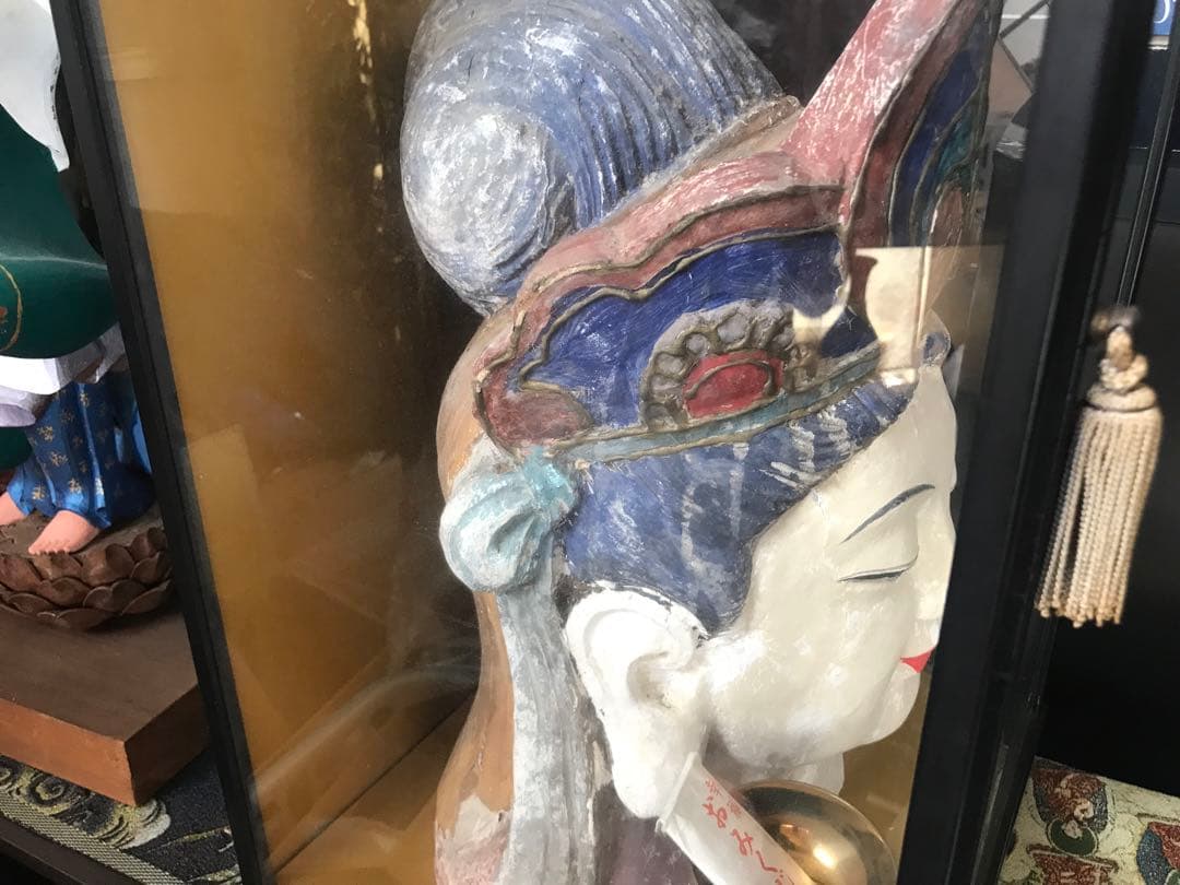 観音　木彫　頭部　彫刻