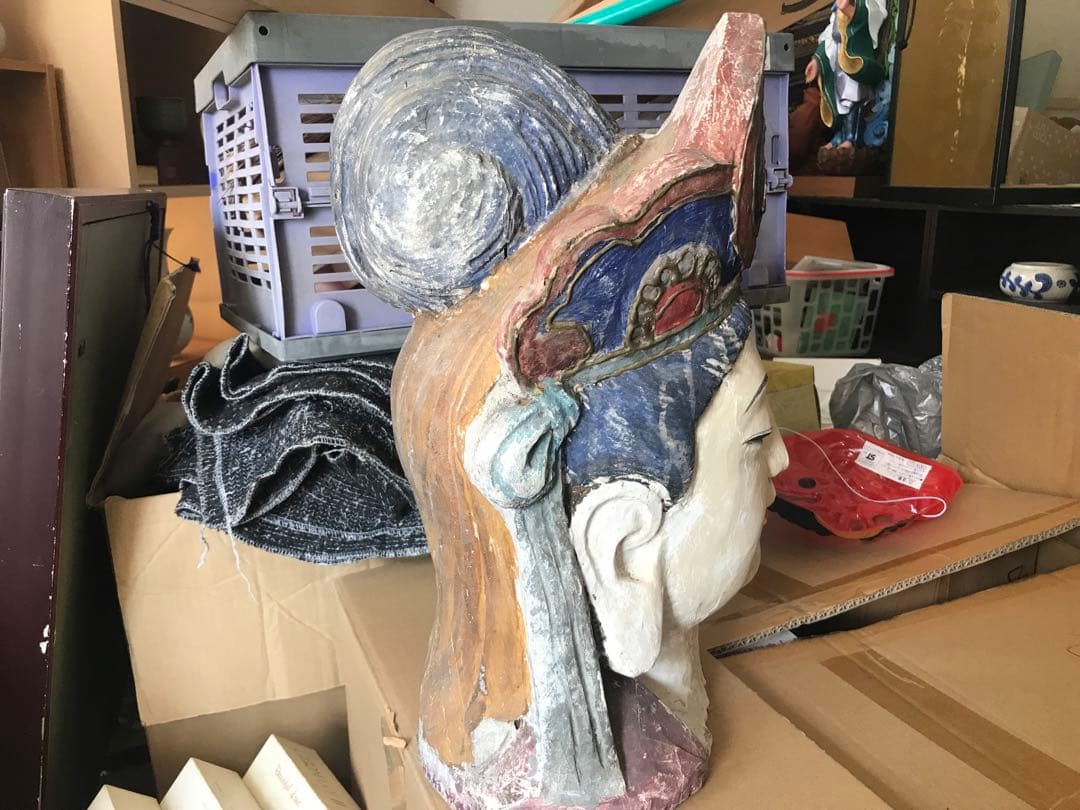 観音　木彫　頭部　彫刻