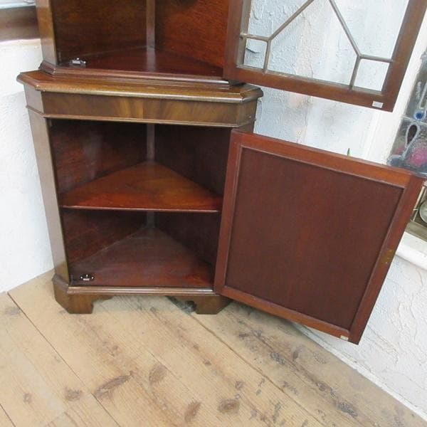 イギリス アンティーク 家具 コーナーキャビネット 飾り棚 英国 6962d