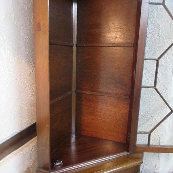 イギリス アンティーク 家具 コーナーキャビネット 飾り棚 英国 6962d