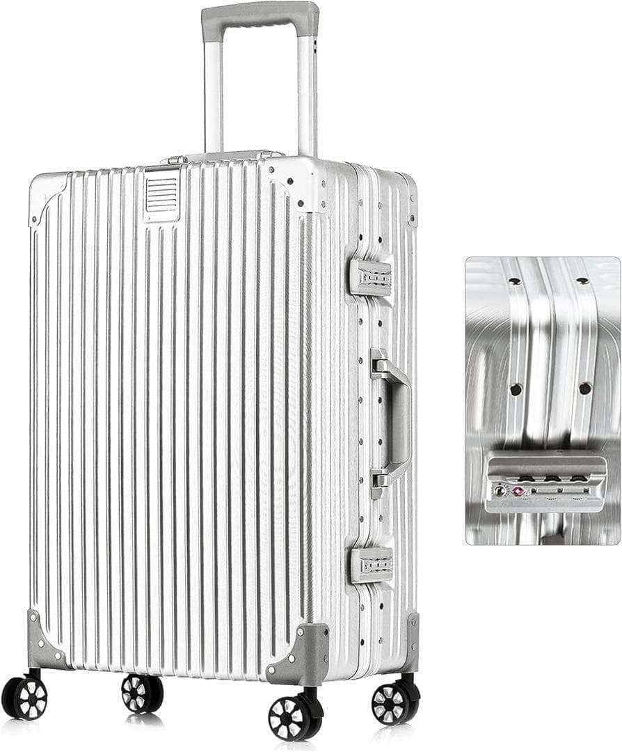 M スーツケース キャリーケース シルバー 60L 24インチ 保護カバー付