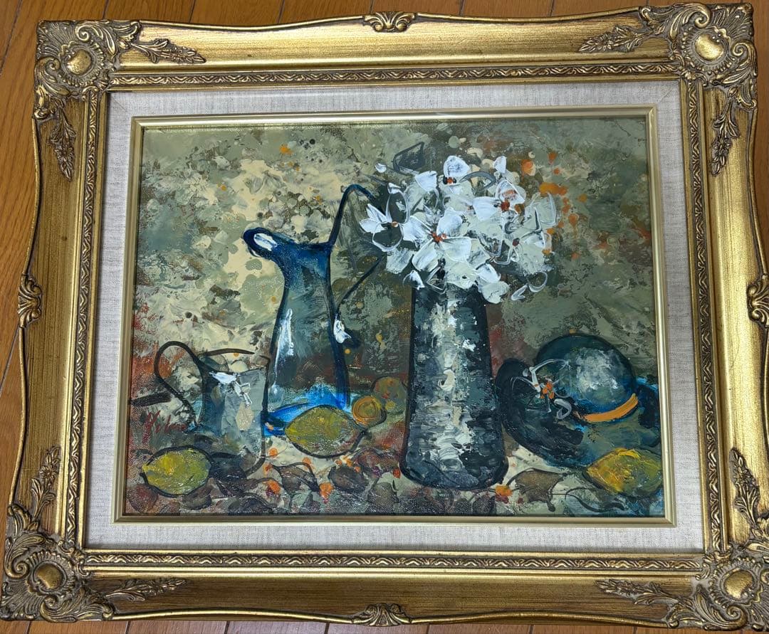 油彩 肉筆画 児島裕子 白い花の静物 油絵