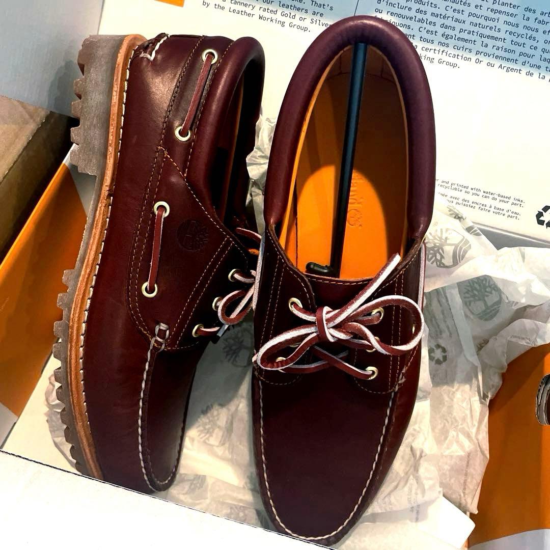 新品 人気カラー レアサイズ Timberland デッキシューズ バーガンディ