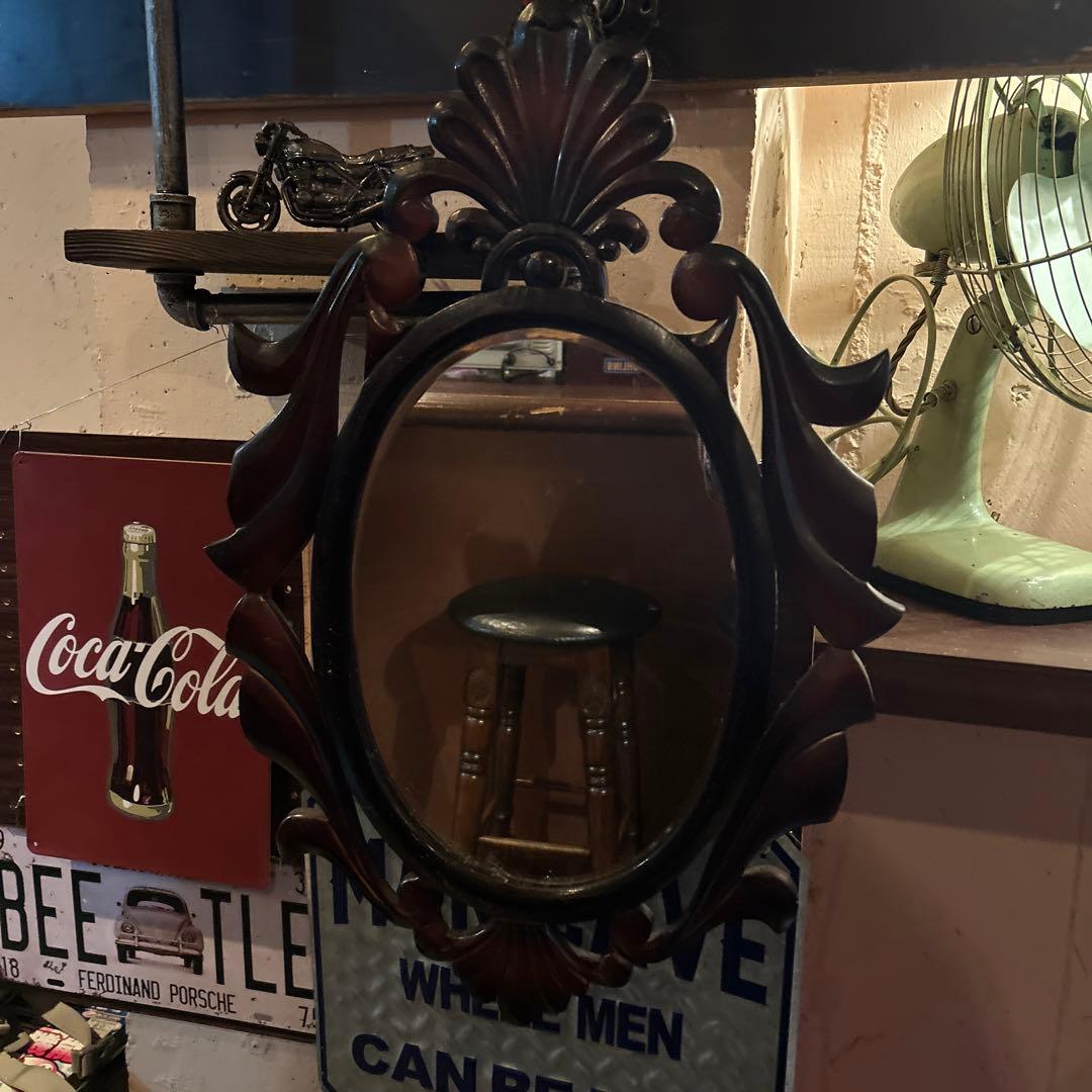 アンティーク　ミラー　鏡　インテリア　ビンテージ　英国製　バー　ガレージ