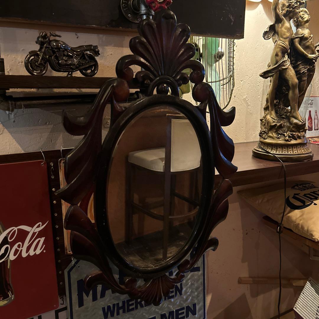 アンティーク　ミラー　鏡　インテリア　ビンテージ　英国製　バー　ガレージ