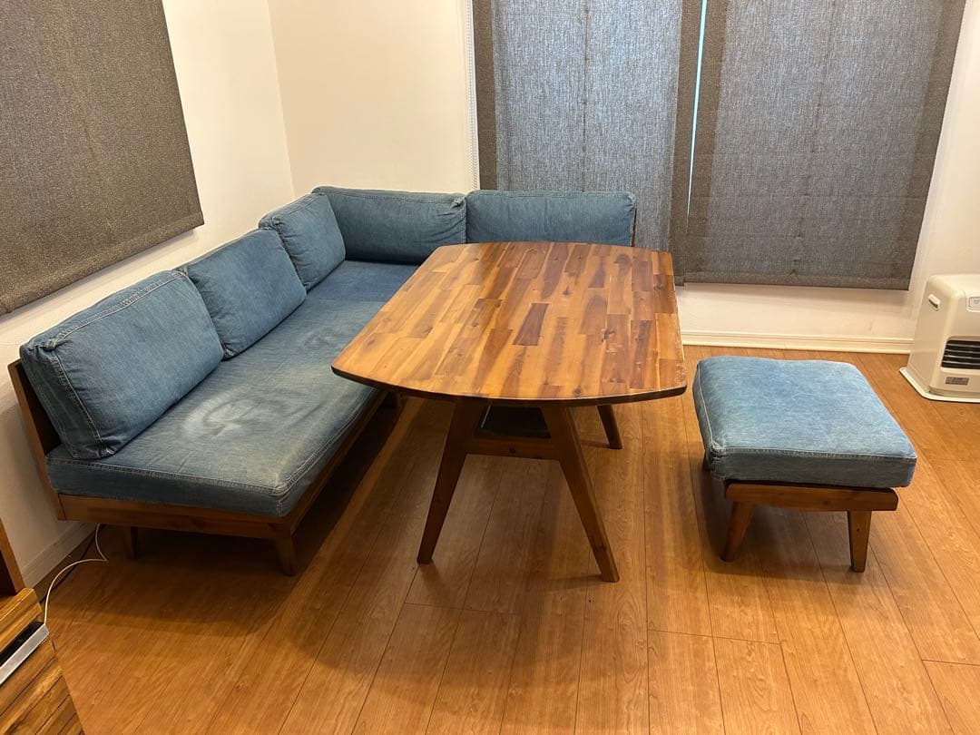 unico SWELLA ダイニングテーブル ソファ オットマン4点セット