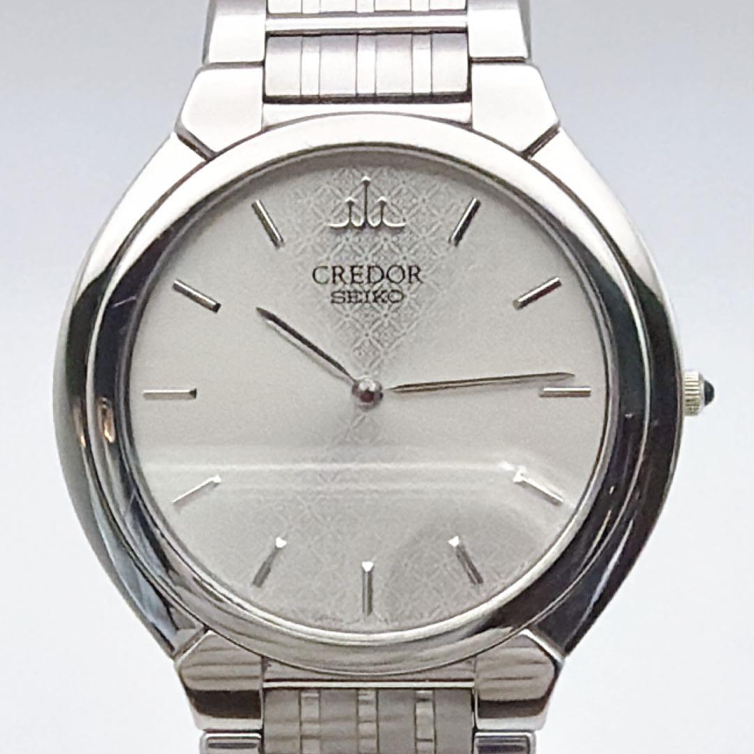 セイコー クレドール 幾何学模様文字盤 シルバー ビンテージ 腕時計 メンズ