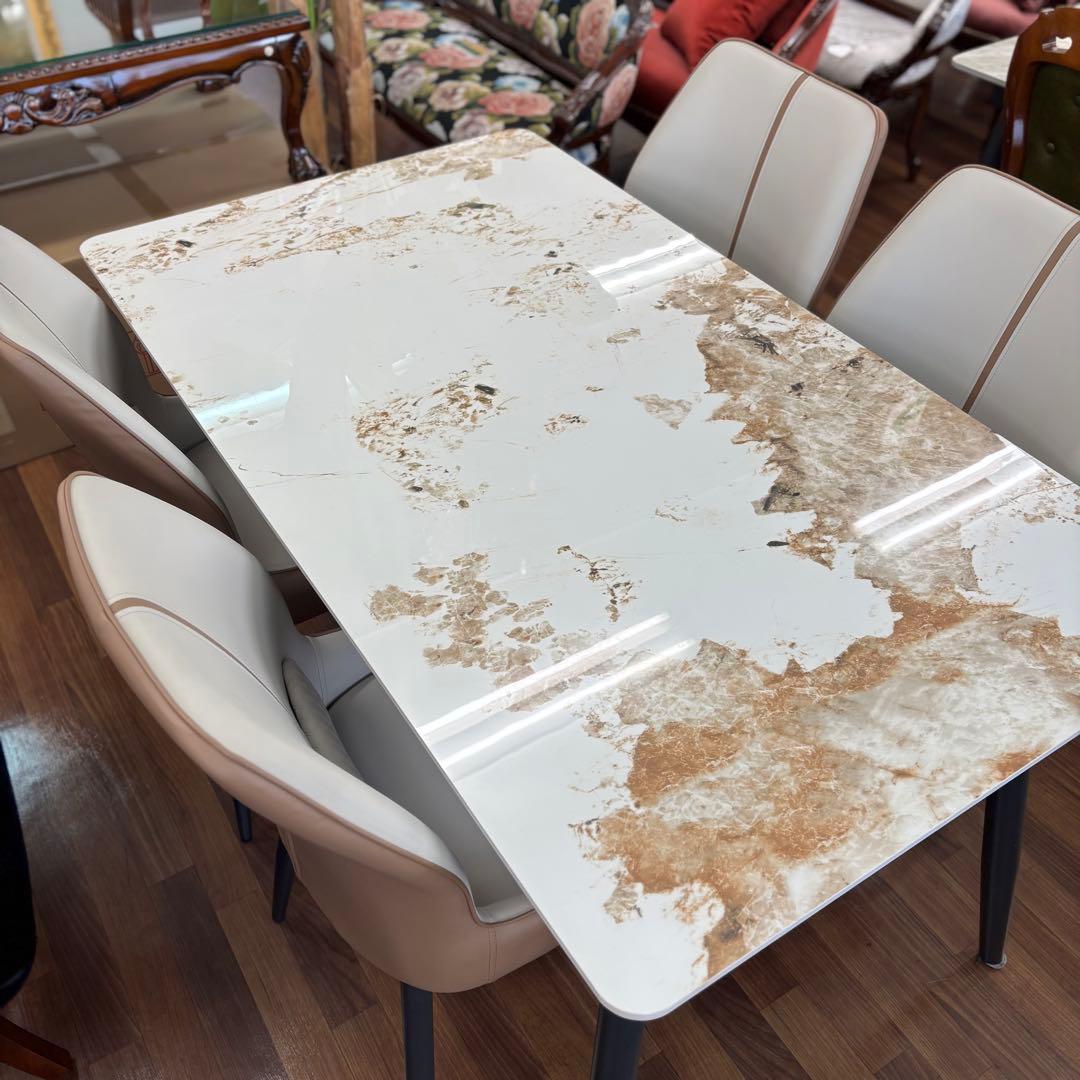 ホワイト サンライジングダイニング５点セット