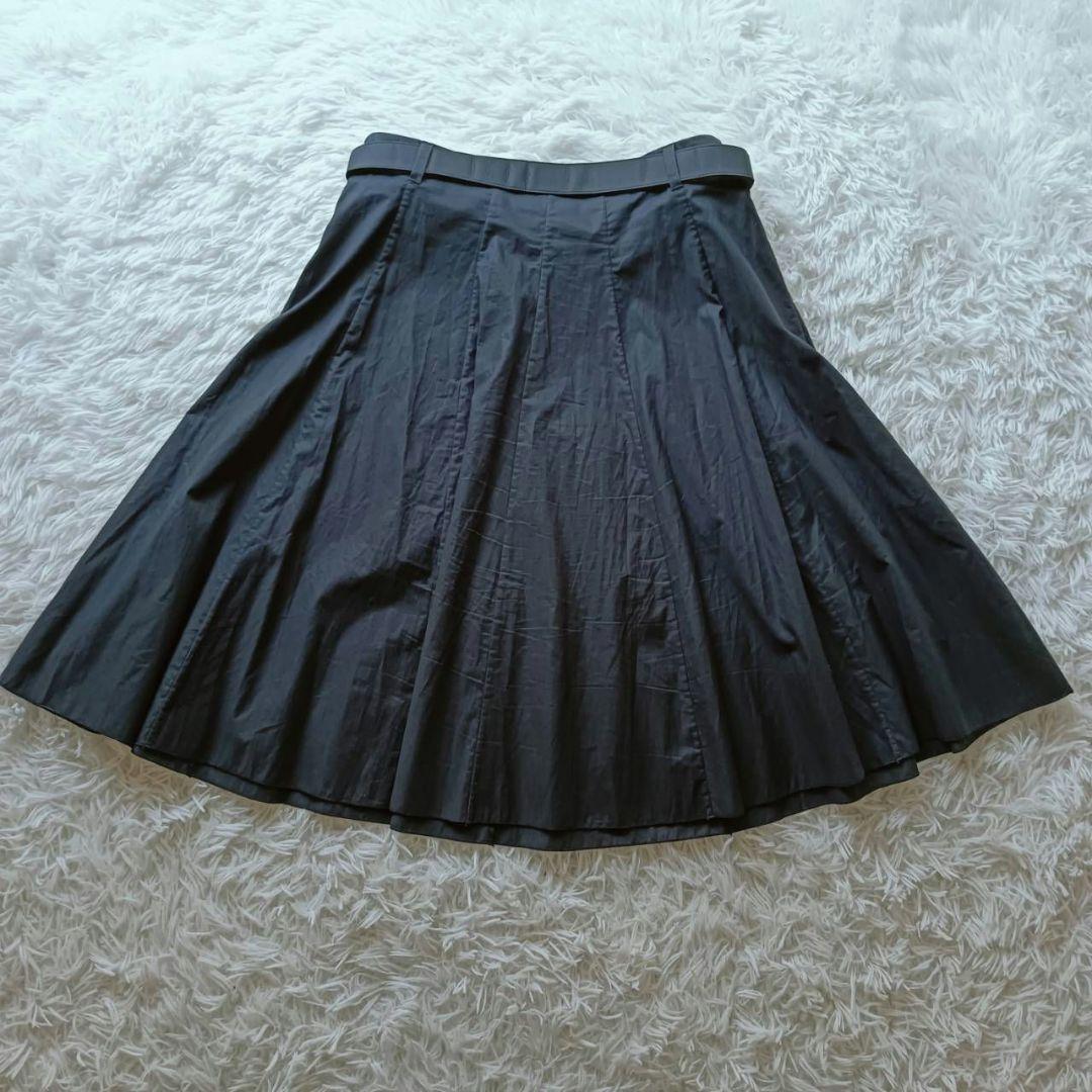 プラダ ロゴ刻印バックルベルト付き フレアスカート Aライン 42