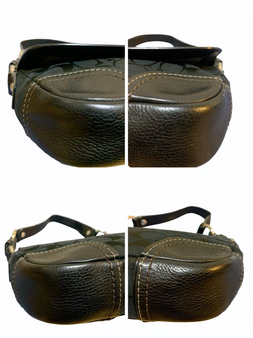 【美品】COACH コーチ　ターンロック　ワンショルダー　キャンパス　レザー　黒