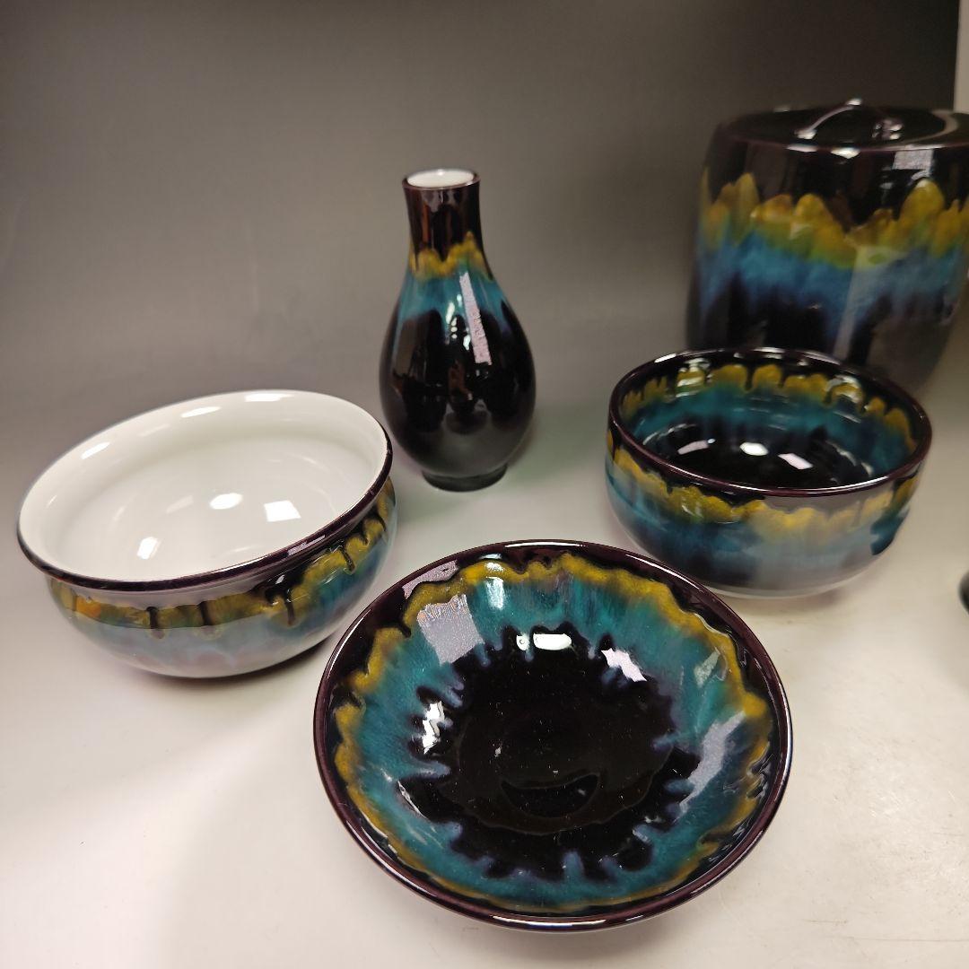 イ560 茶道具揃『九谷焼　森澤昭三』『深厚釉彩　茶道具一式　共箱』セット