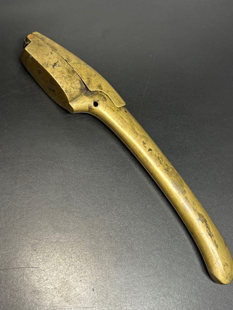 【希少品】陽白草文様一体型矢立 真鍮 アンティーク 矢立 骨董品