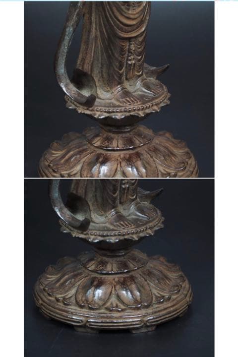 送料無料 秀峰作 鋳銅製聖観世音菩薩像　高さ38ｃｍ　優品