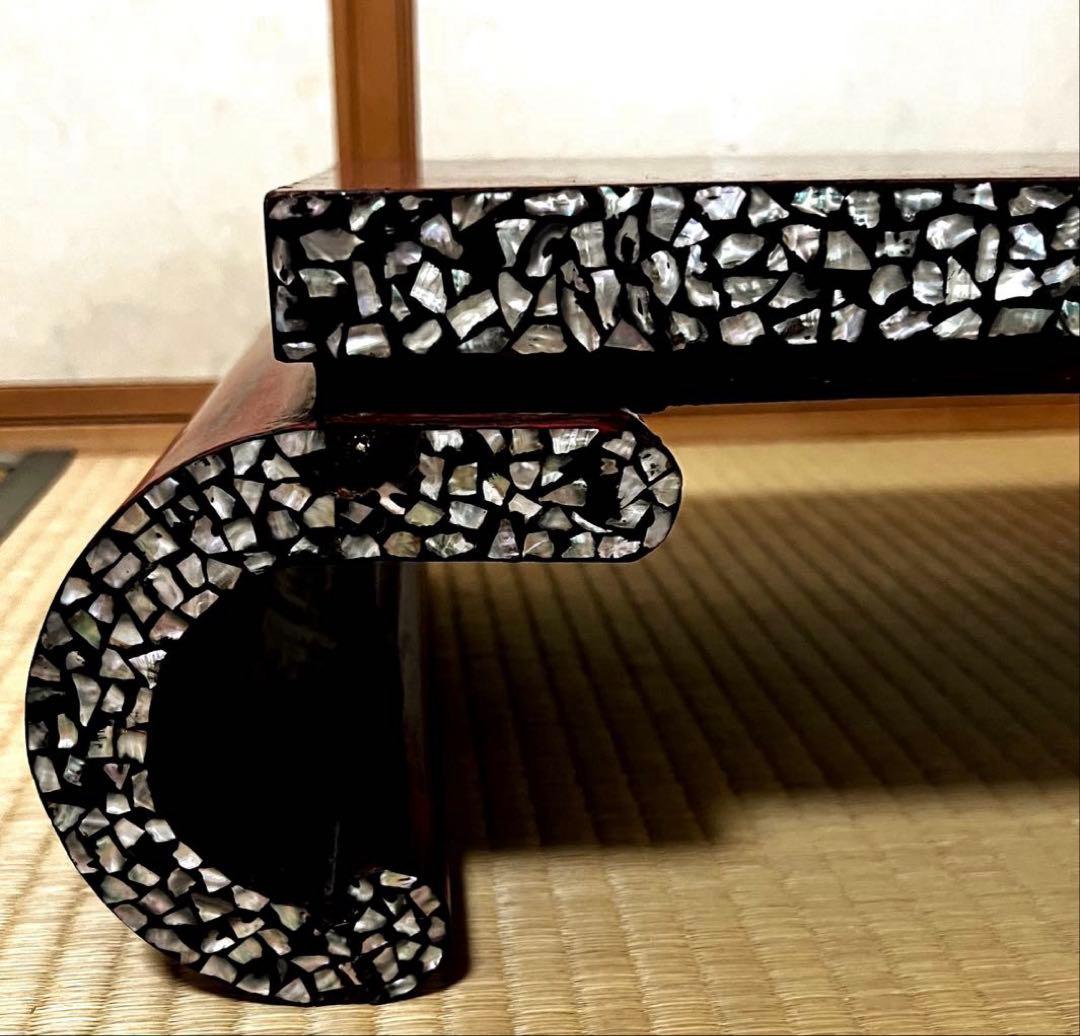 時代 根来 象嵌 螺鈿 巻き花台 香台 盆栽台 特価