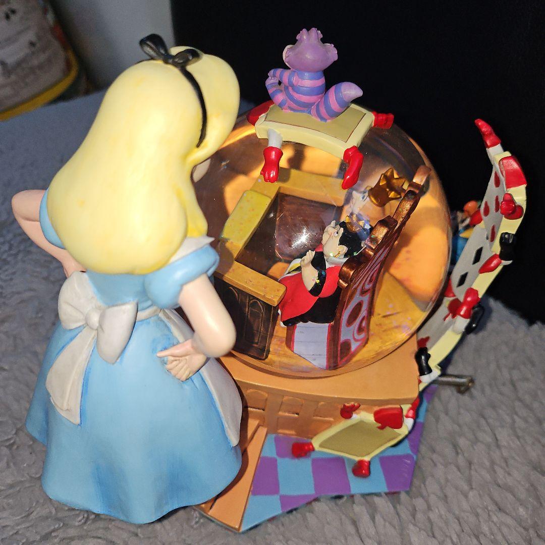 【美品】不思議の国のアリス オルゴール付き スノードーム ス 特大サイズ 置き物