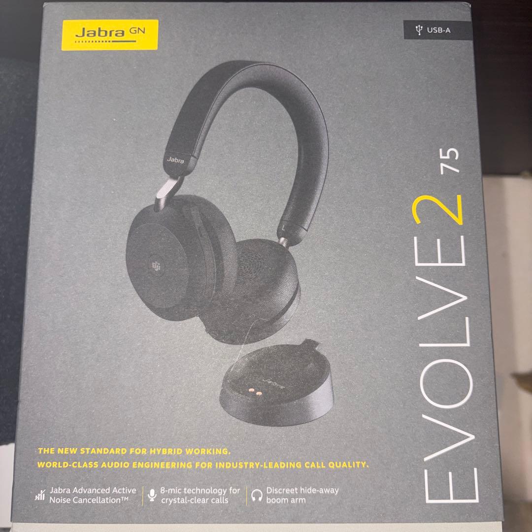 (ジャンク) Jabra Evolve2 75 本体、ソフトケース、充電ドック