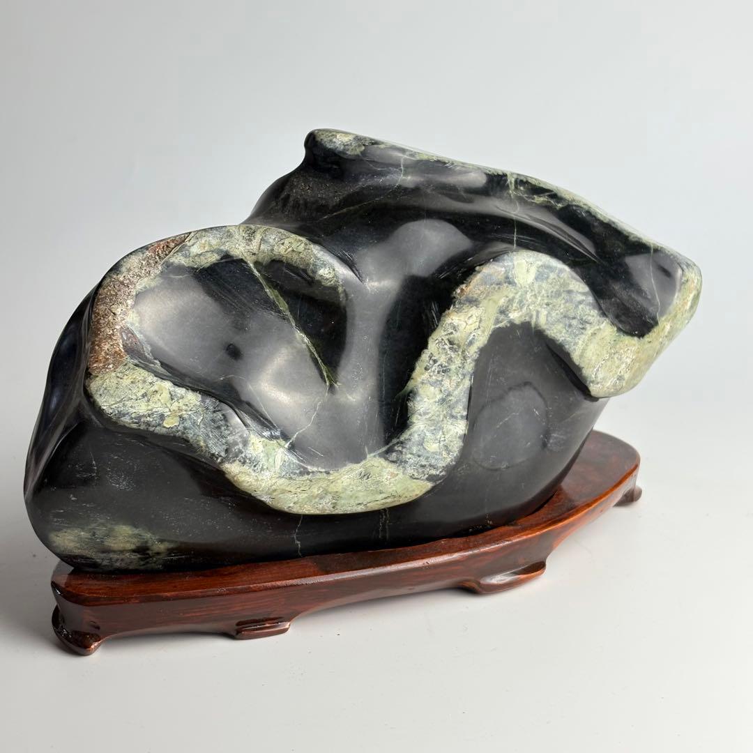 古美術 白蛇石 飾石 天然石 水石 盆石 鑑賞石 置物