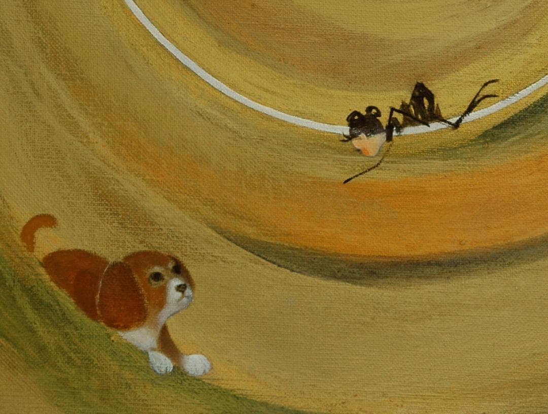 油絵 菅家令子 絵 絵画 インテリア F6-070119 祈りと希望 子犬女の子