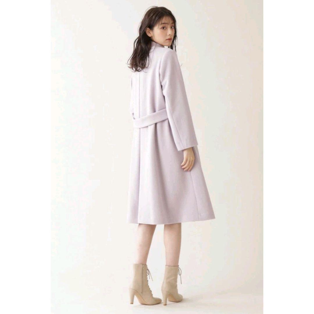 ジルスチュアート ライトモッサチェスター コート ロング ピンク ラベンダー l