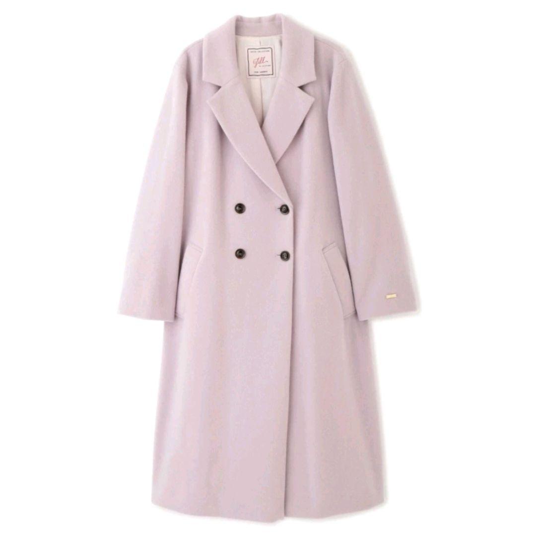 ジルスチュアート ライトモッサチェスター コート ロング ピンク ラベンダー l