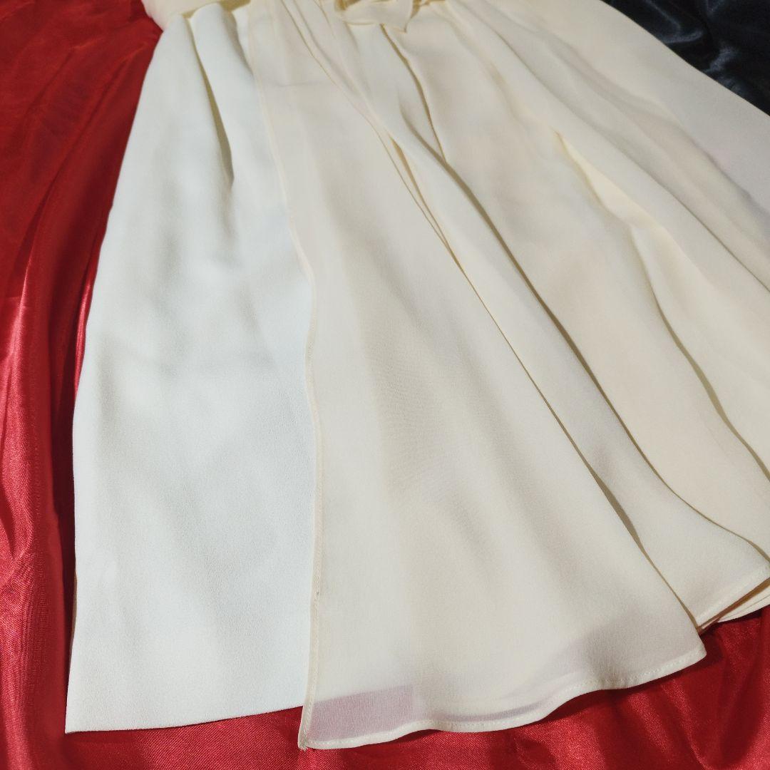 Christian Dior シルク リボン 異素材切替 アイボリー スカート