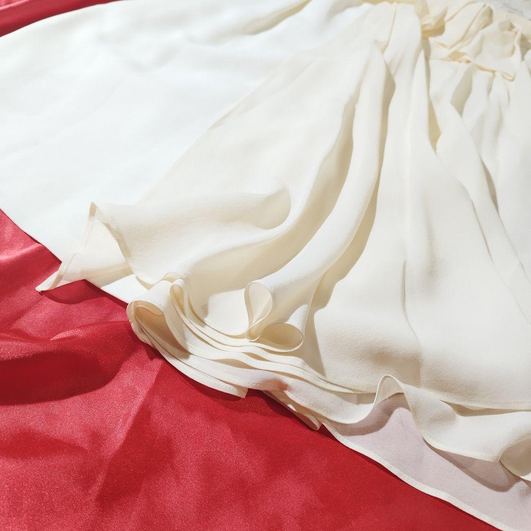 Christian Dior シルク リボン 異素材切替 アイボリー スカート