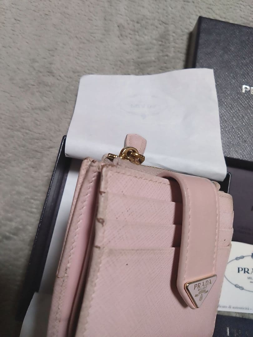 PRADA サフィアーノタブ 二つ折り財布 ピンク