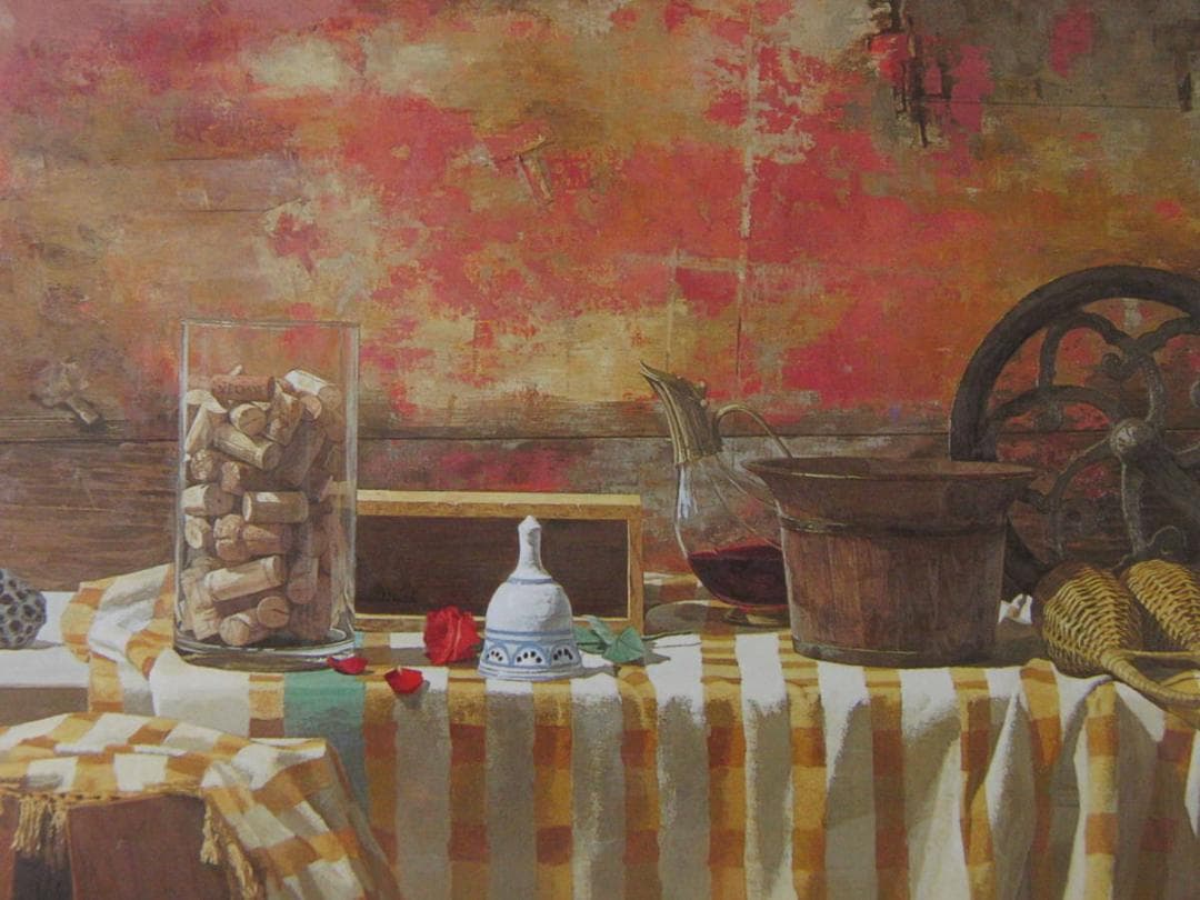 西房浩二、【ローテローゼ】、希少な額装用画集より、新品額装付