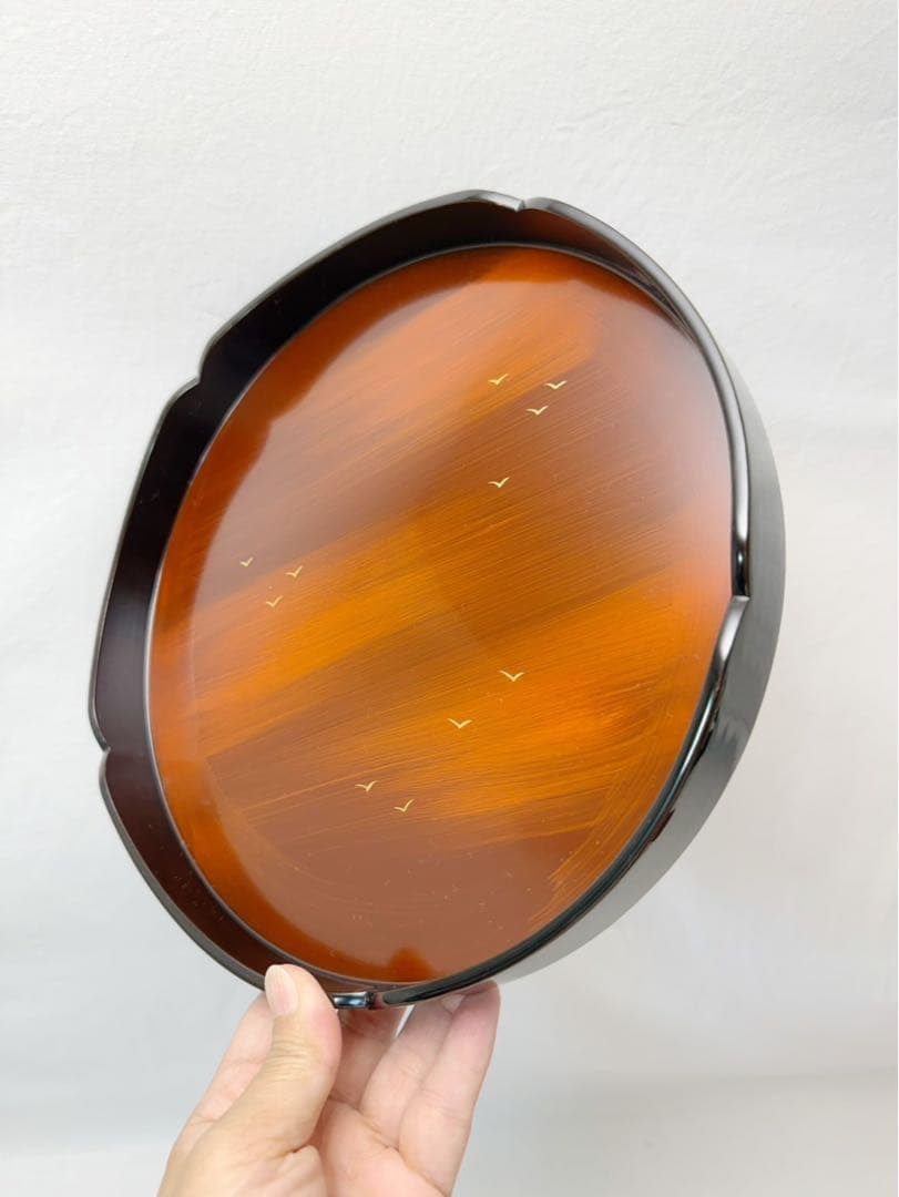 未使用 茶道具 塗師 好則造 木製黒真塗 蒔絵付高杯 干菓子器 茶器 共布 共箱