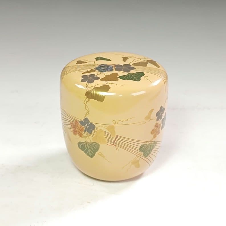 ウ260 棗『中村宗尹作』『夕顔蒔絵　白中棗　共箱』漆塗　茶道具