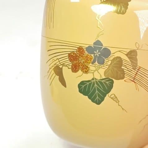 ウ260 棗『中村宗尹作』『夕顔蒔絵　白中棗　共箱』漆塗　茶道具