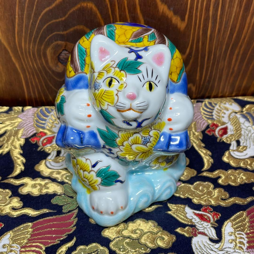 限定品【九谷焼 風神雷神】【願いが叶う】風神招き猫 作家:糠川孝之 /糠川清章