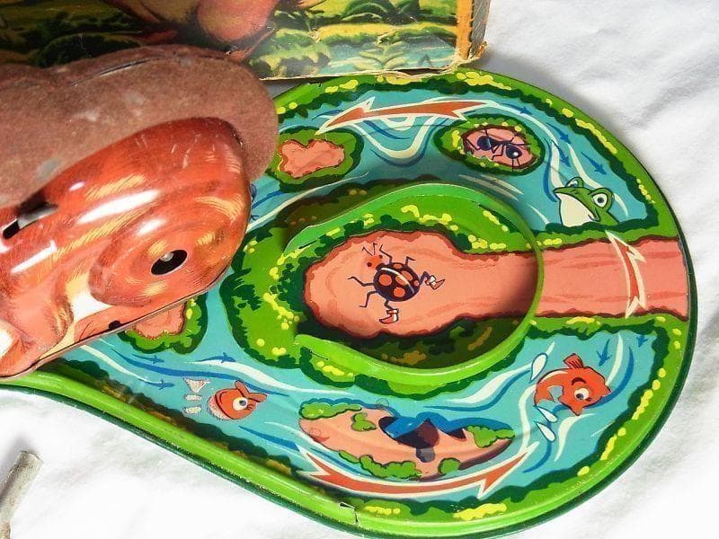 【希少】水車を回す ブリキのリス おもちゃ １９５０年代　光球商会製【箱付き】