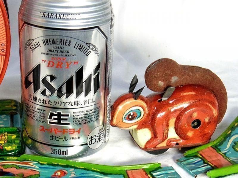 【希少】水車を回す ブリキのリス おもちゃ １９５０年代　光球商会製【箱付き】