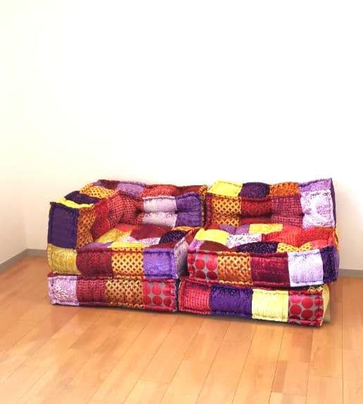 【ほぼ新品】アデペシュ　ブロックマルチソファ（パッチワークミックス）　4つセット