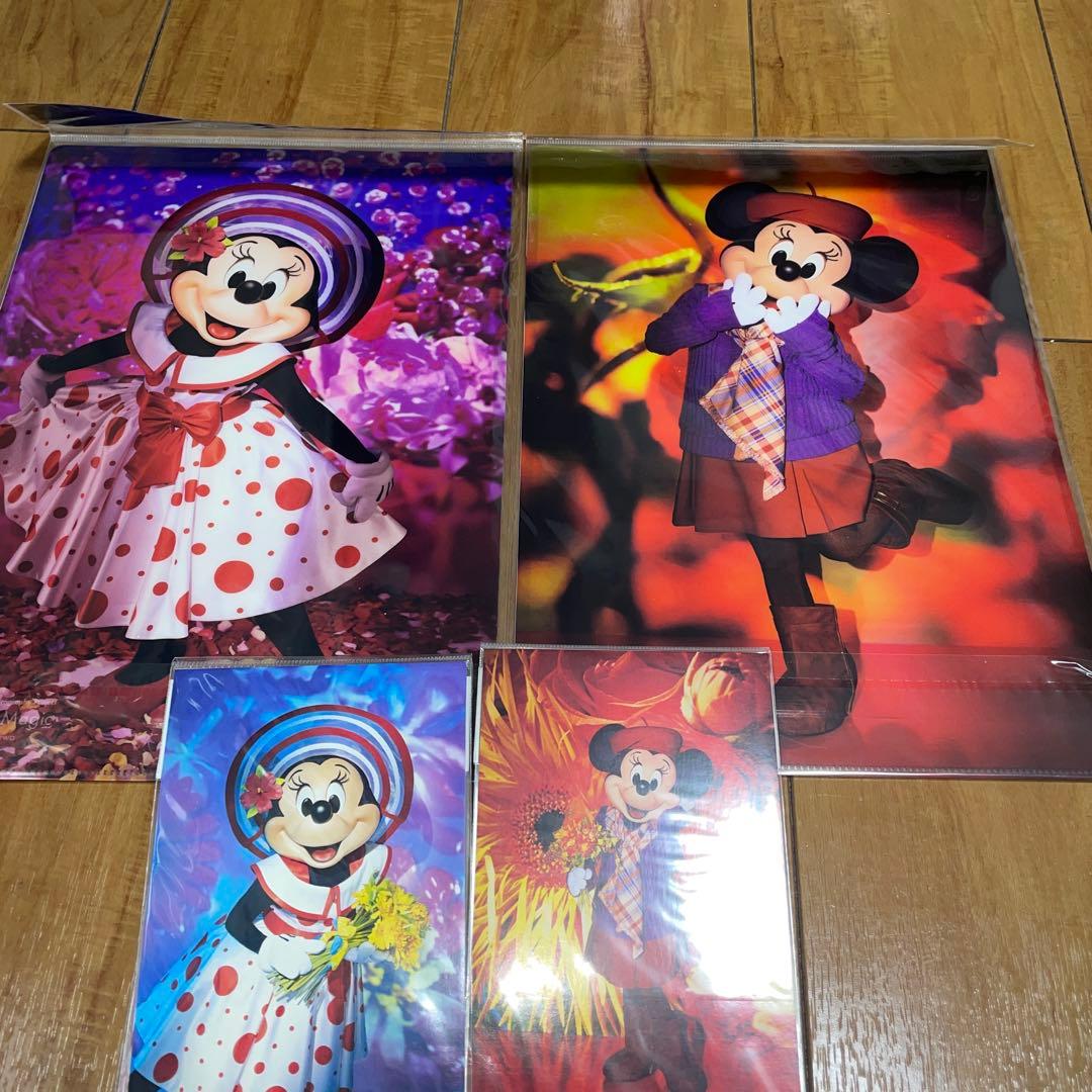 ディズニー　ミニー　クリアファイル　ポストカード