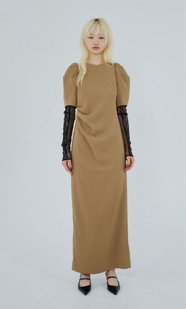 ANDRESED lace arm drape dress Sサイズ