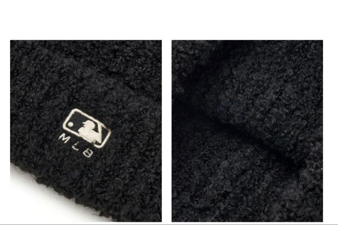 大人気【すぐ発送】韓国 MLB korea 猫耳 ビーニー ニット帽 ブラック