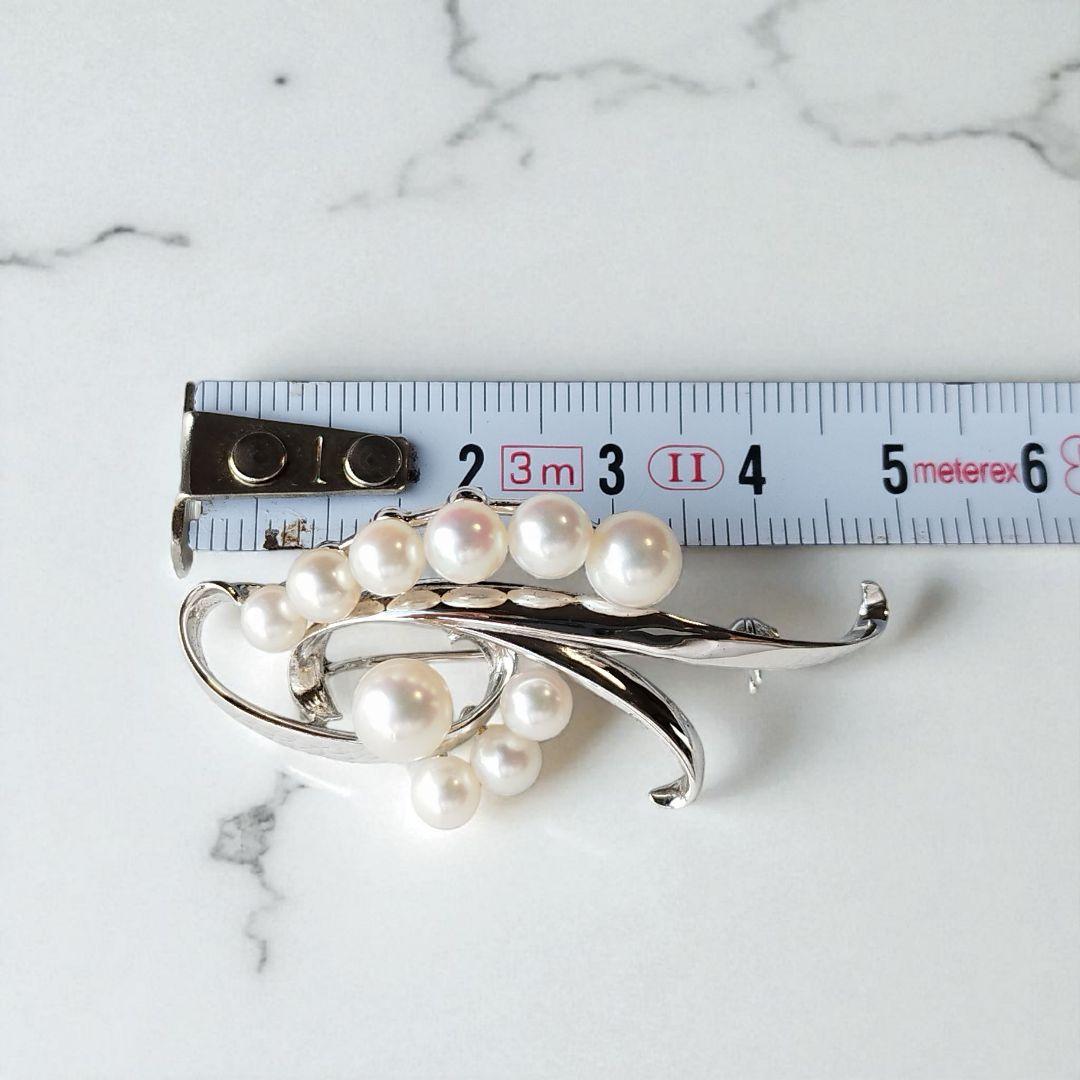 美品✨️ミキモト　パールブローチ　あこや真珠　10粒　MS刻印　シルバー