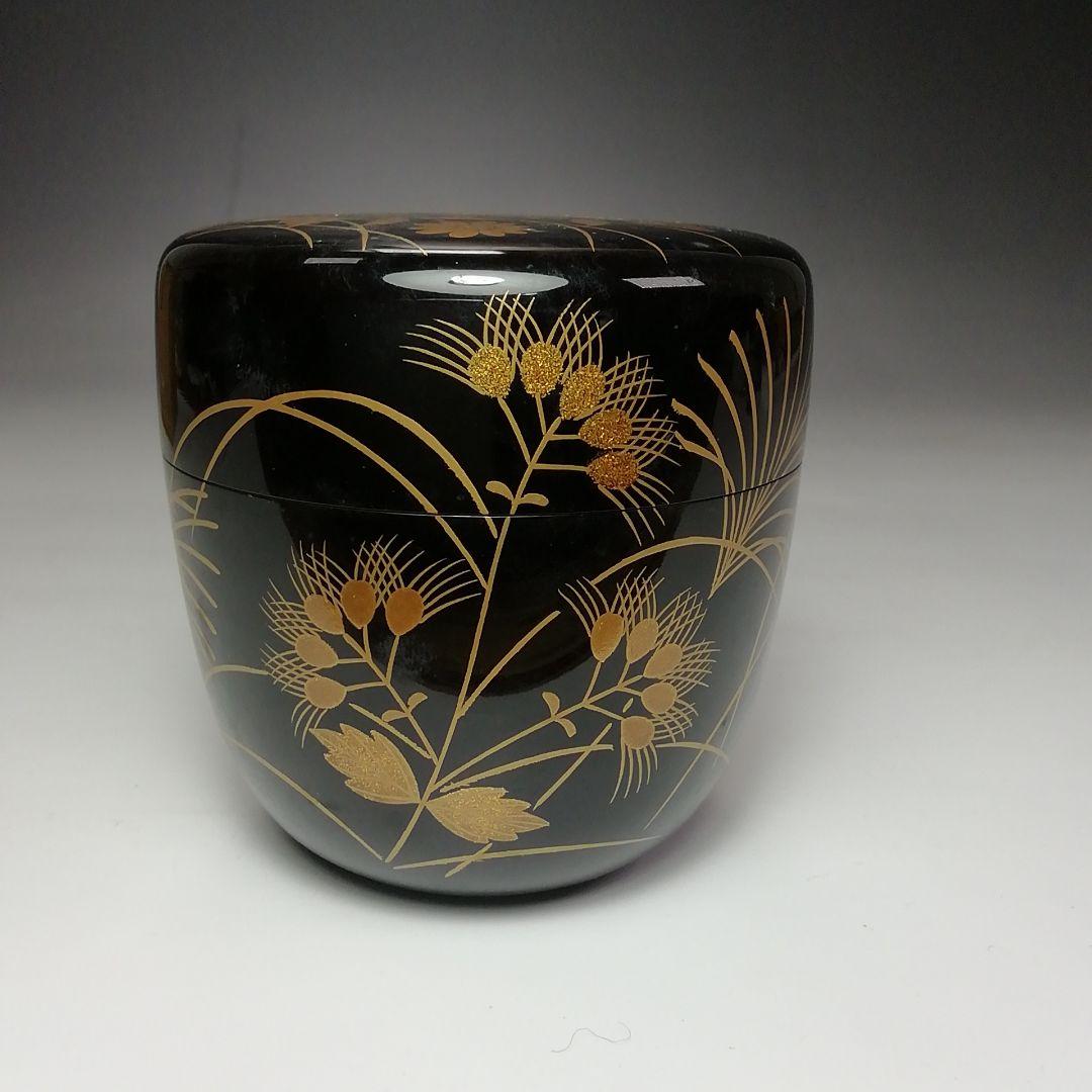 Ｓ５９４　棗　『秋草蒔絵』『稲井玉甫作』『表千家　堀之内宗完　極箱』　共箱