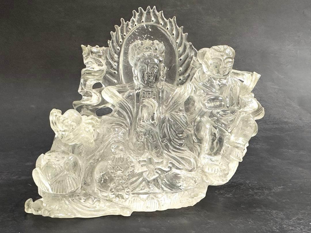 【⭐️稀少❣️開運⭐️】水晶　彫刻　仏像 羽衣 天女　クリスタル　⭐️貴重⭐️