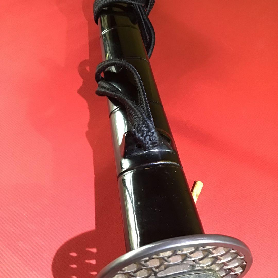 印籠鞘拵　革巻柄　京透鍔　銅地色絵象嵌飛龍目貫　高級居合刀