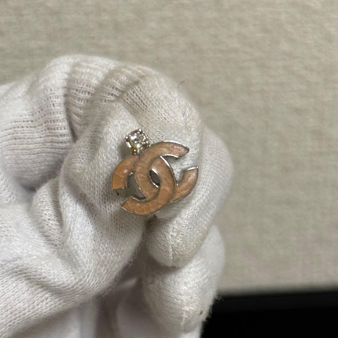 CHANEL シャネル　ピアス CCマーク ラインストーン ピンクベージュ