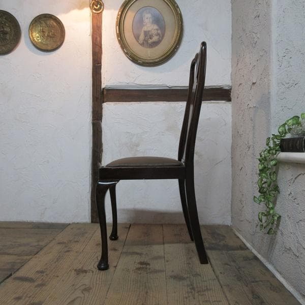 イギリス アンティーク 家具 クイーンアンチェア 猫脚 椅子 英国 4113e