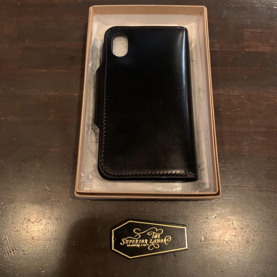 新品箱入りシュペリオールレイバー iPhoneX レザーケース黒 コードバン