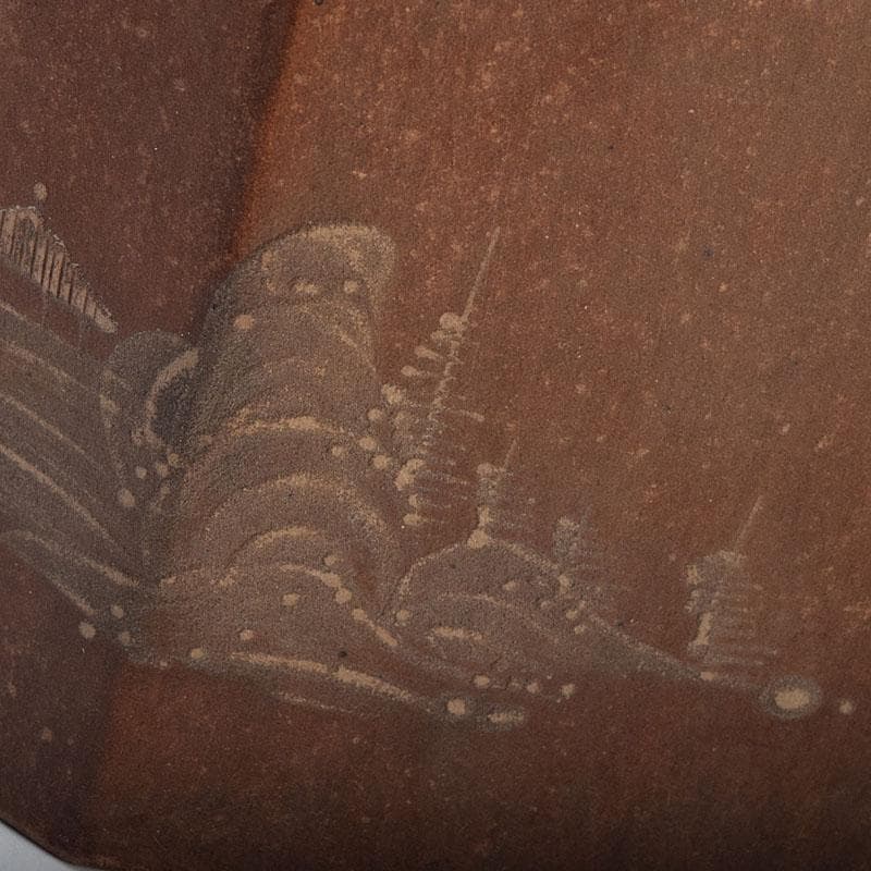 中国　紫砂　朱泥　山水漢詩文　一対　茶入　茶壷　在銘　V　R9473