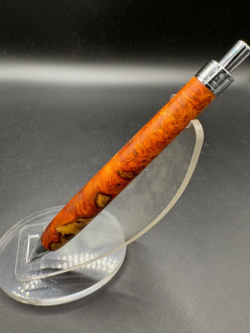 528特上　本花梨　紅白　瘤杢　木軸シャーペン　ボールペン