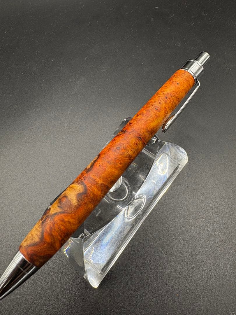 528特上　本花梨　紅白　瘤杢　木軸シャーペン　ボールペン