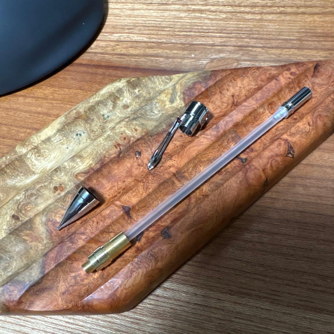 528特上　本花梨　紅白　瘤杢　木軸シャーペン　ボールペン